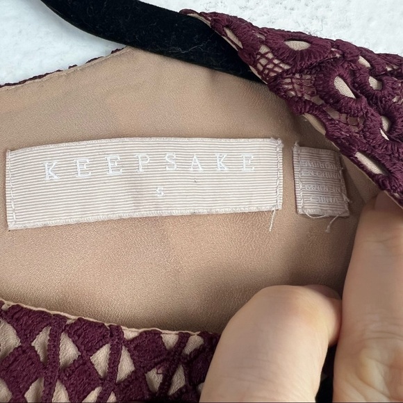 KEEPSAKE Sweet Nothing Burgundy Lace Midi Dress, Size Small - Picture 7 of 9